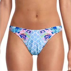 LILLY PULITZER Pico High Cut Bikini Bottom Hidden Treasure Blue White Sz 6NEW